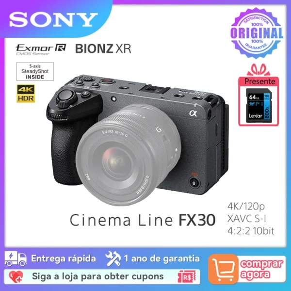 Sony FX30 Cinema Line Camera Super 35 APS-C Mirrorless Camera Professional Compact Digital Camera for Photography 4K HDR 120p